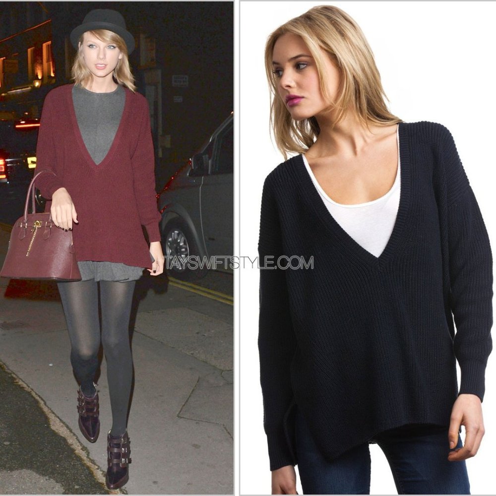 525 America Cotton Deep V-Neck Boyfriend Sweater